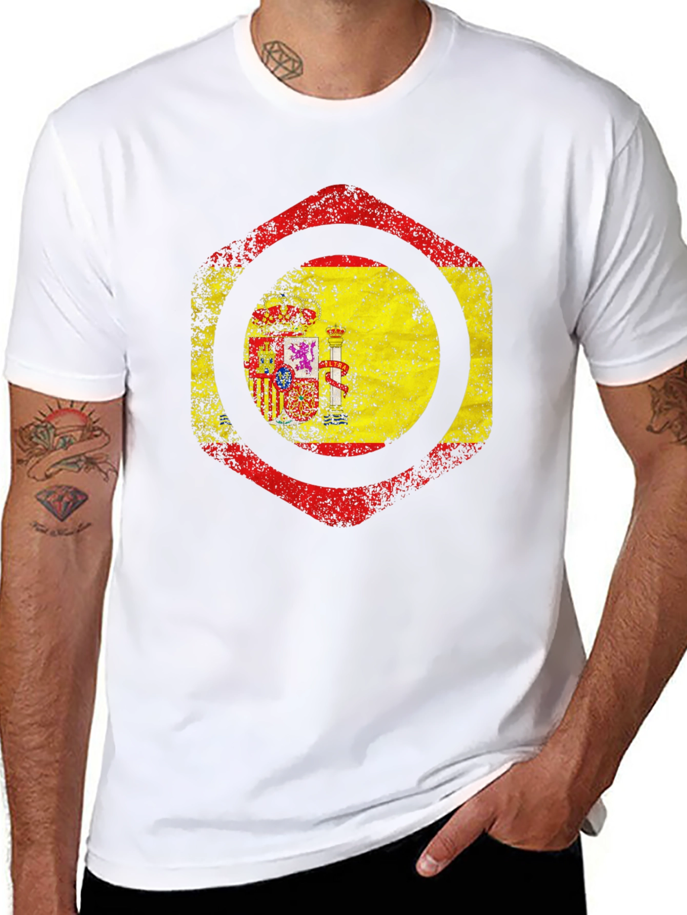 Spain Flag Distressed T-Shirt