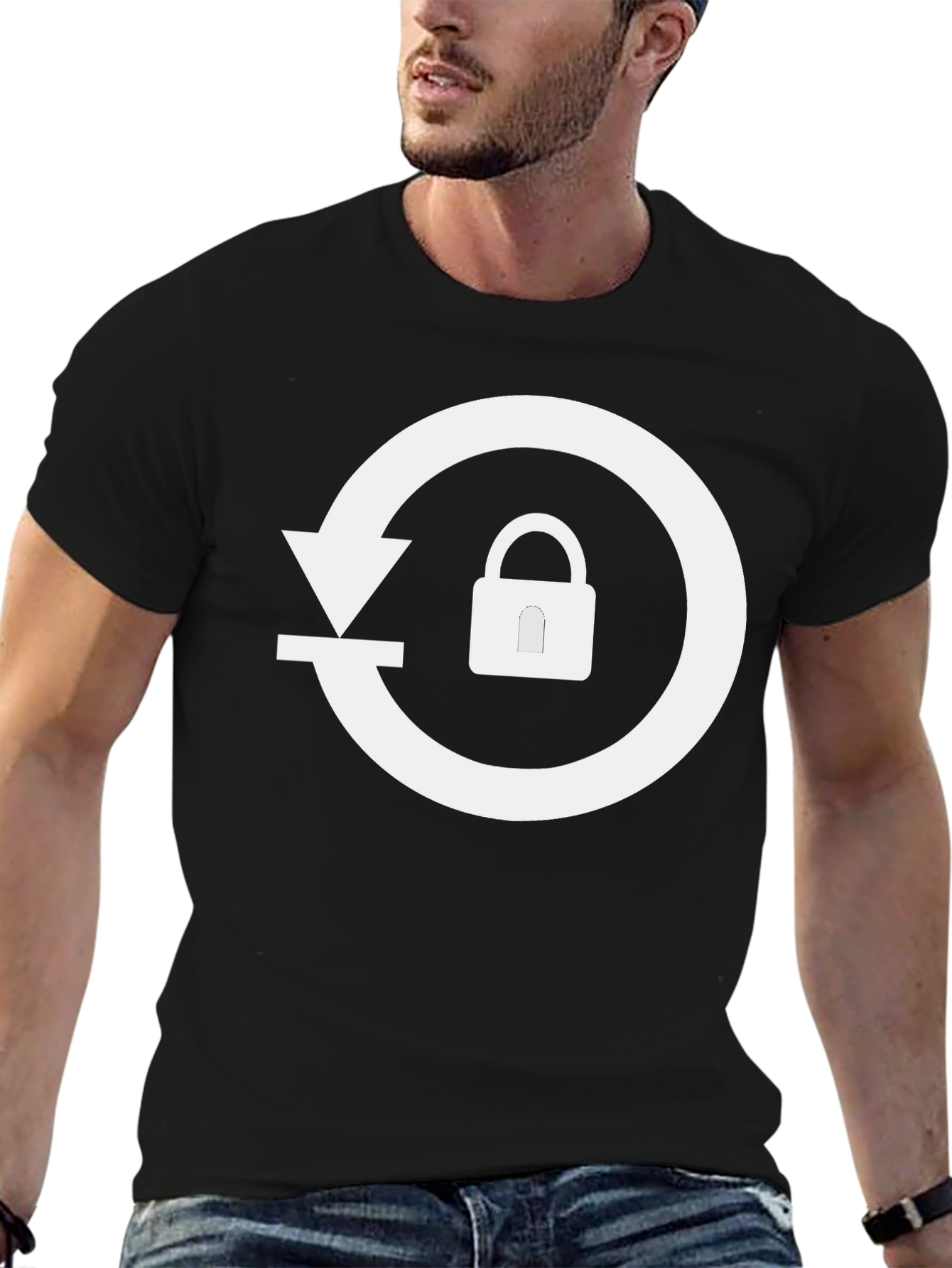 Privacy Protection T-Shirt: Modern Lock Graphic