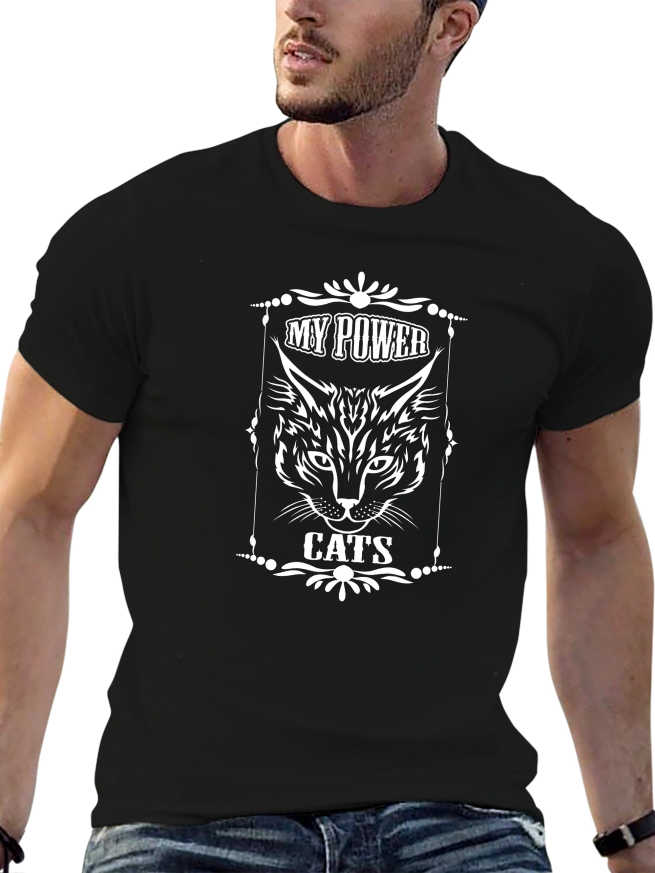 My Power Cats Black T-Shirt