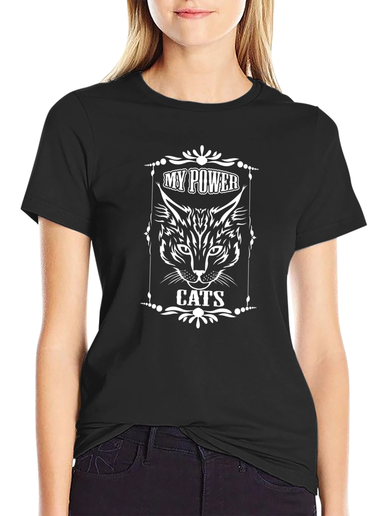 My Power Cats Black T-Shirt