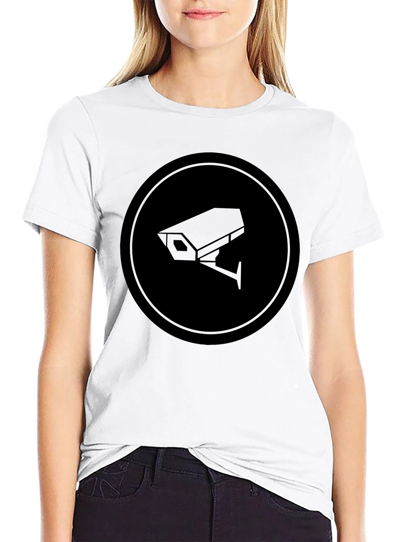 Surveillance Camera Graphic Tee - Modern Black T-Shirt