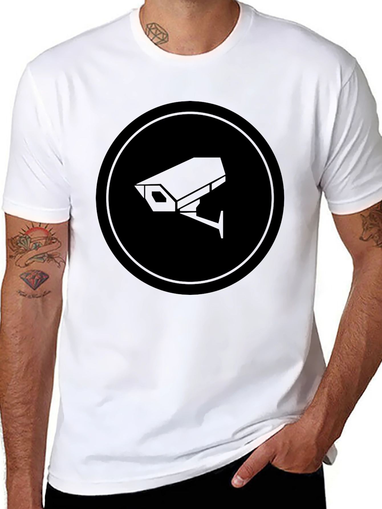 Surveillance Camera Graphic Tee - Modern Black T-Shirt