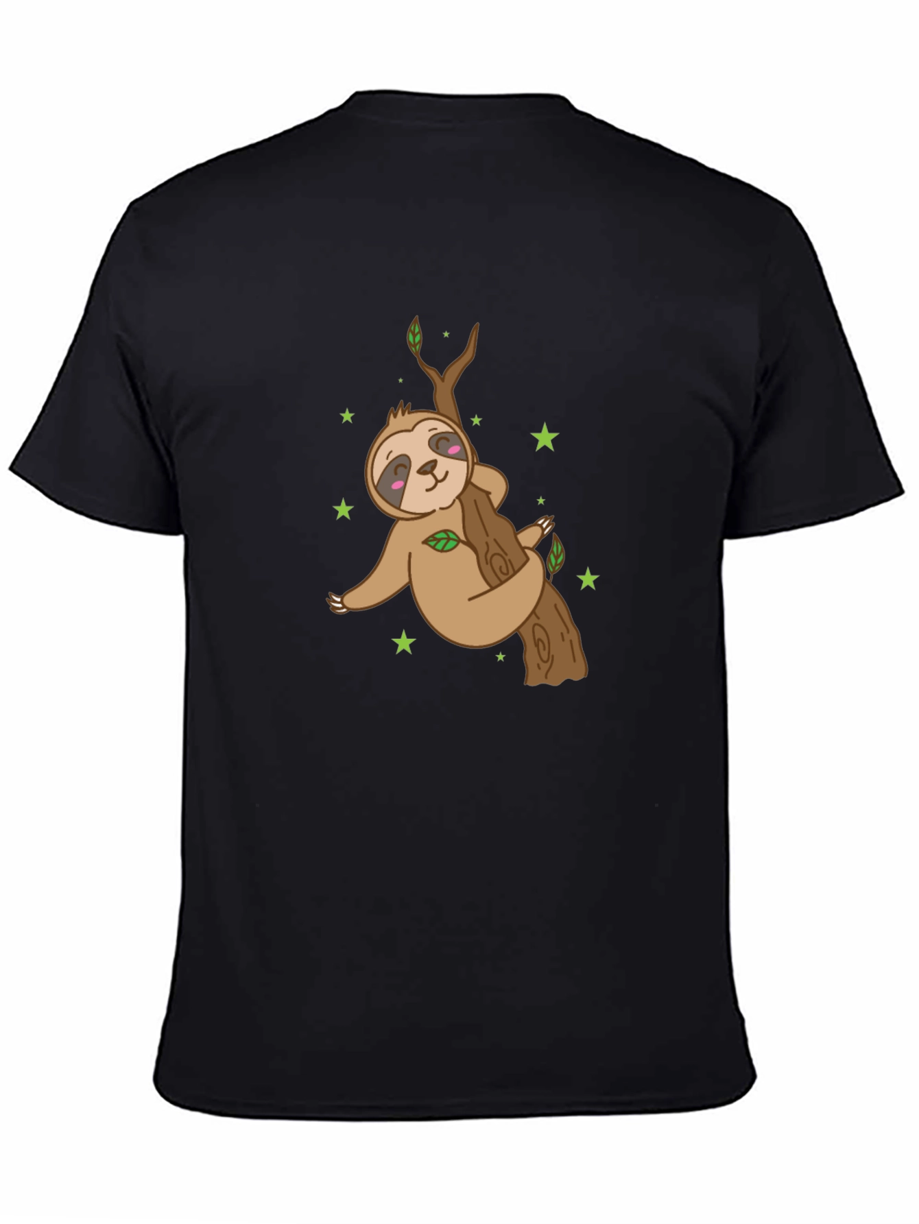 Sloth Hugging Tree Black T-Shirt