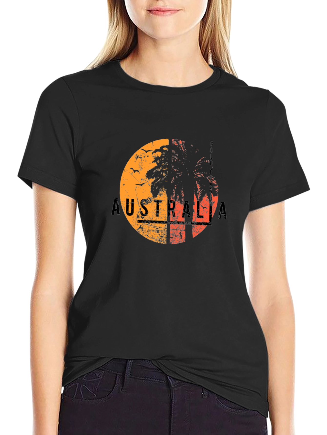 Australia Gold Coast Graphic Tee - Black T-Shirt