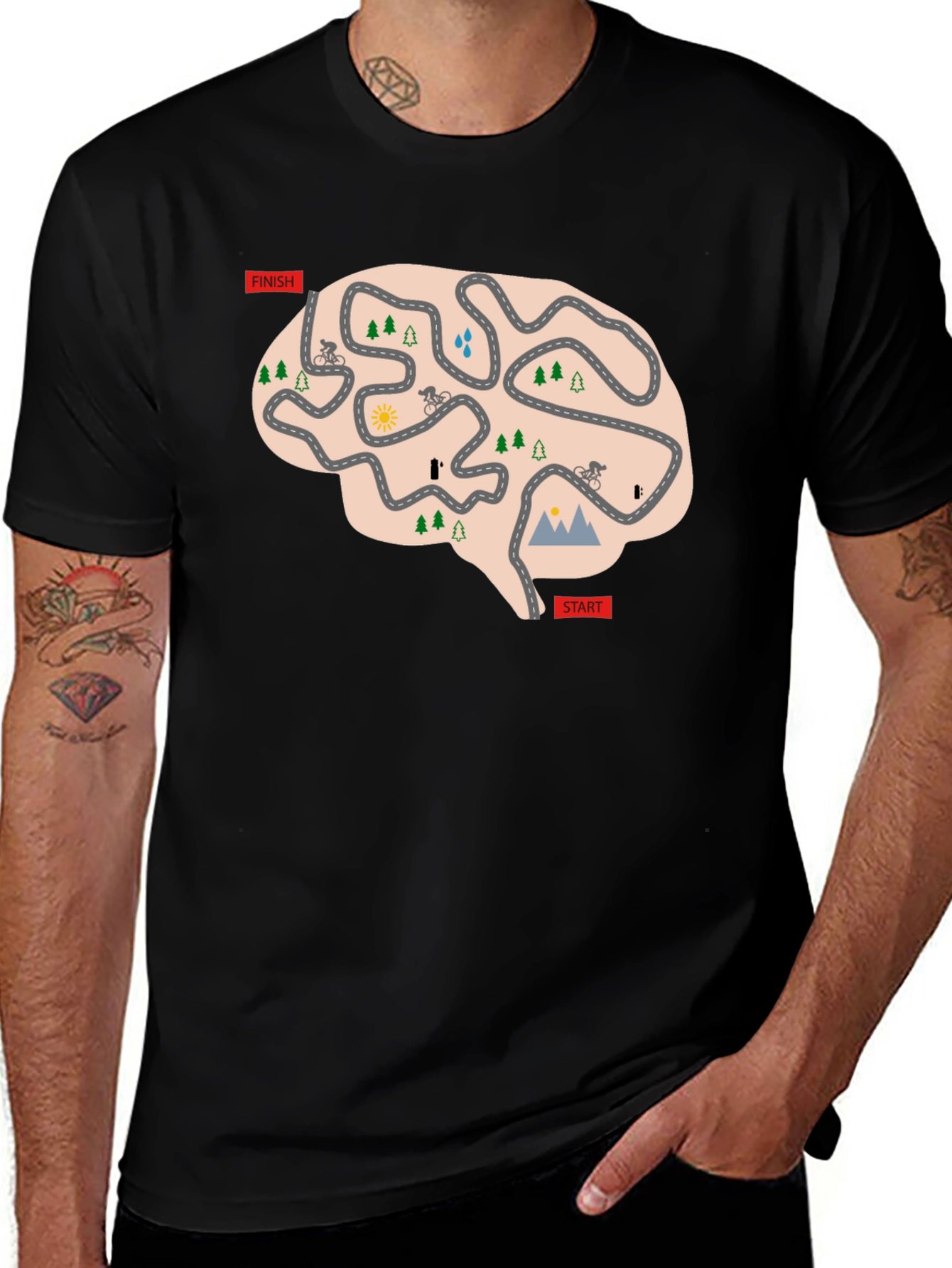 Cycling Brain T-Shirt - Mental Road Map Tee
