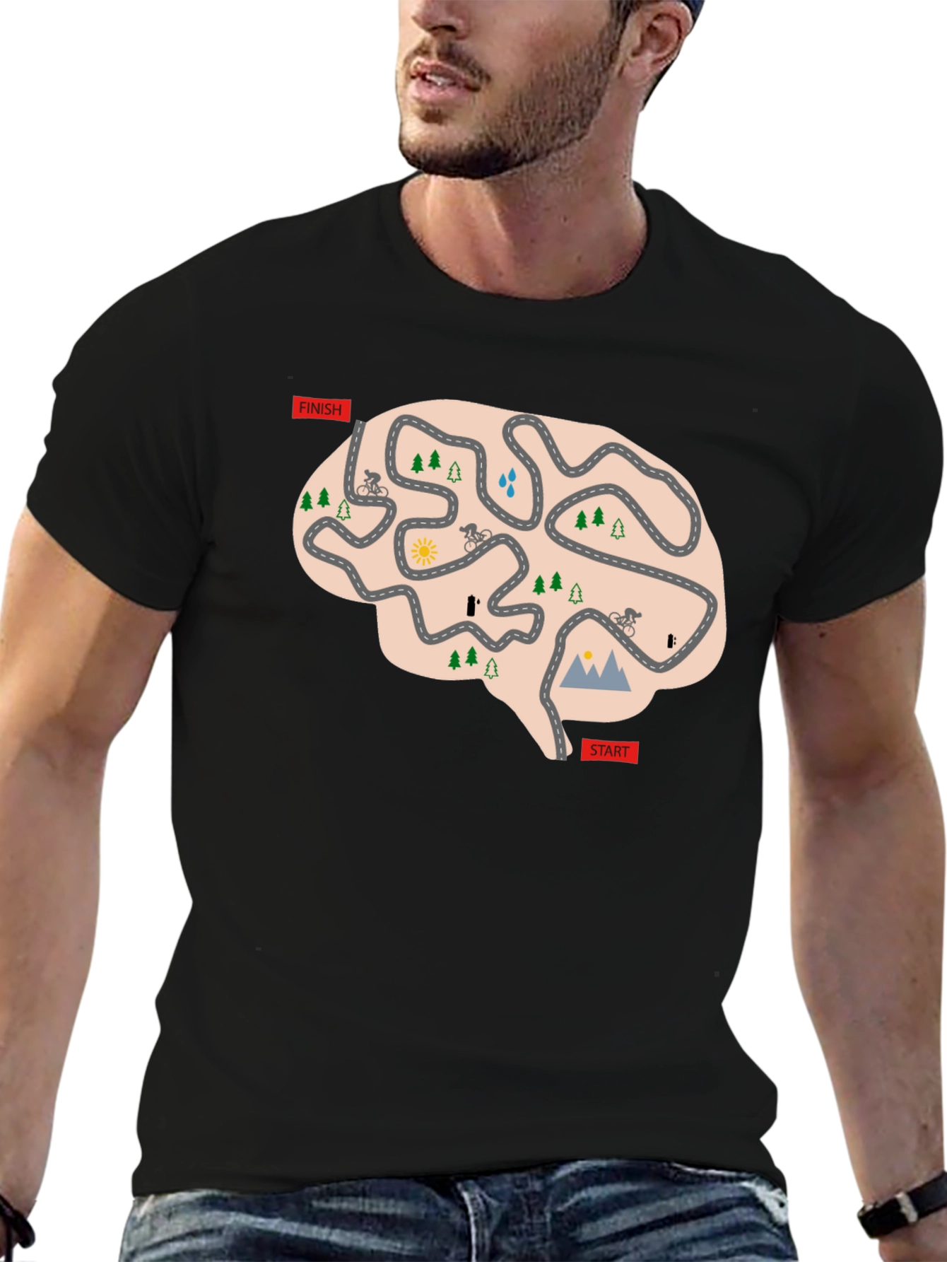 Cycling Brain T-Shirt - Mental Road Map Tee