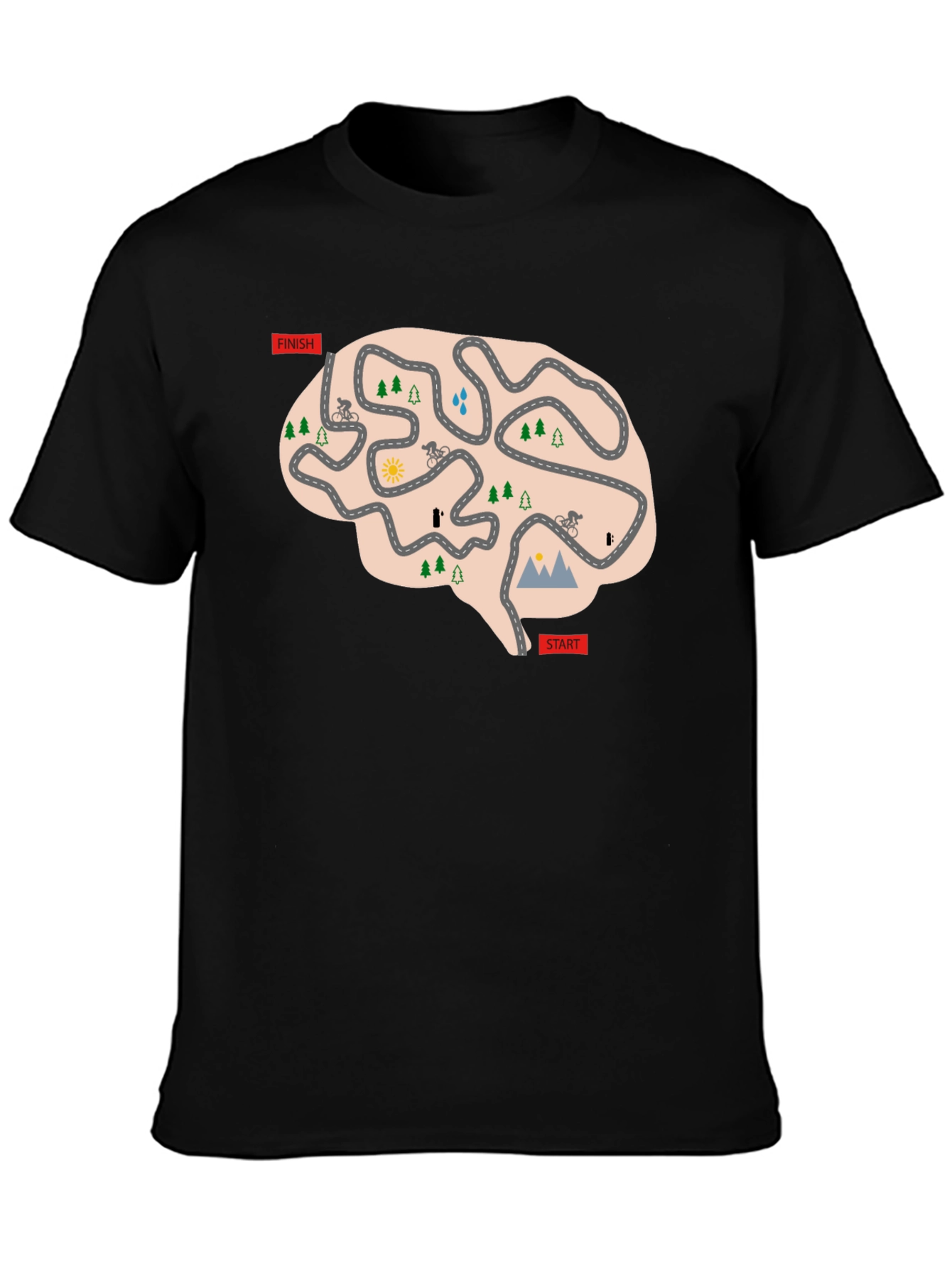 Cycling Brain T-Shirt - Mental Road Map Tee