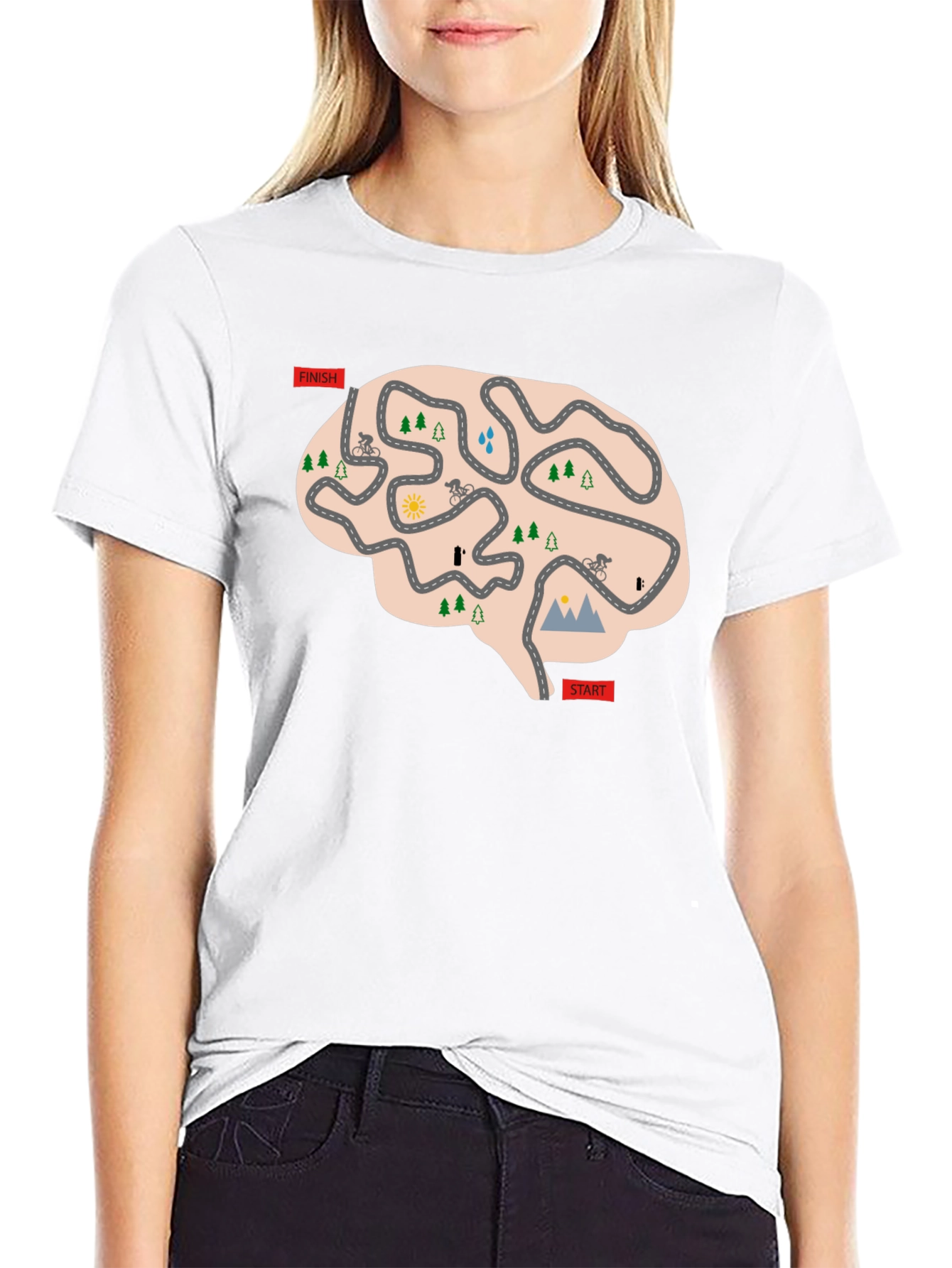 Cycling Brain T-Shirt - Mental Road Map Tee