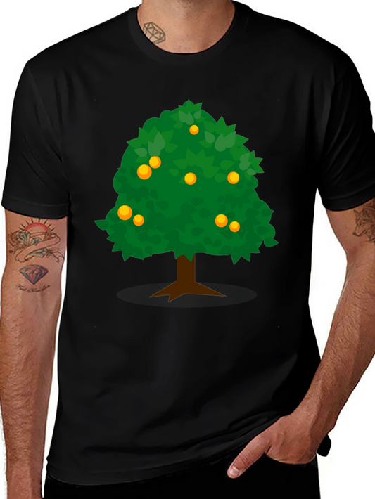Orange Tree Graphic Tee - Casual Black T-Shirt