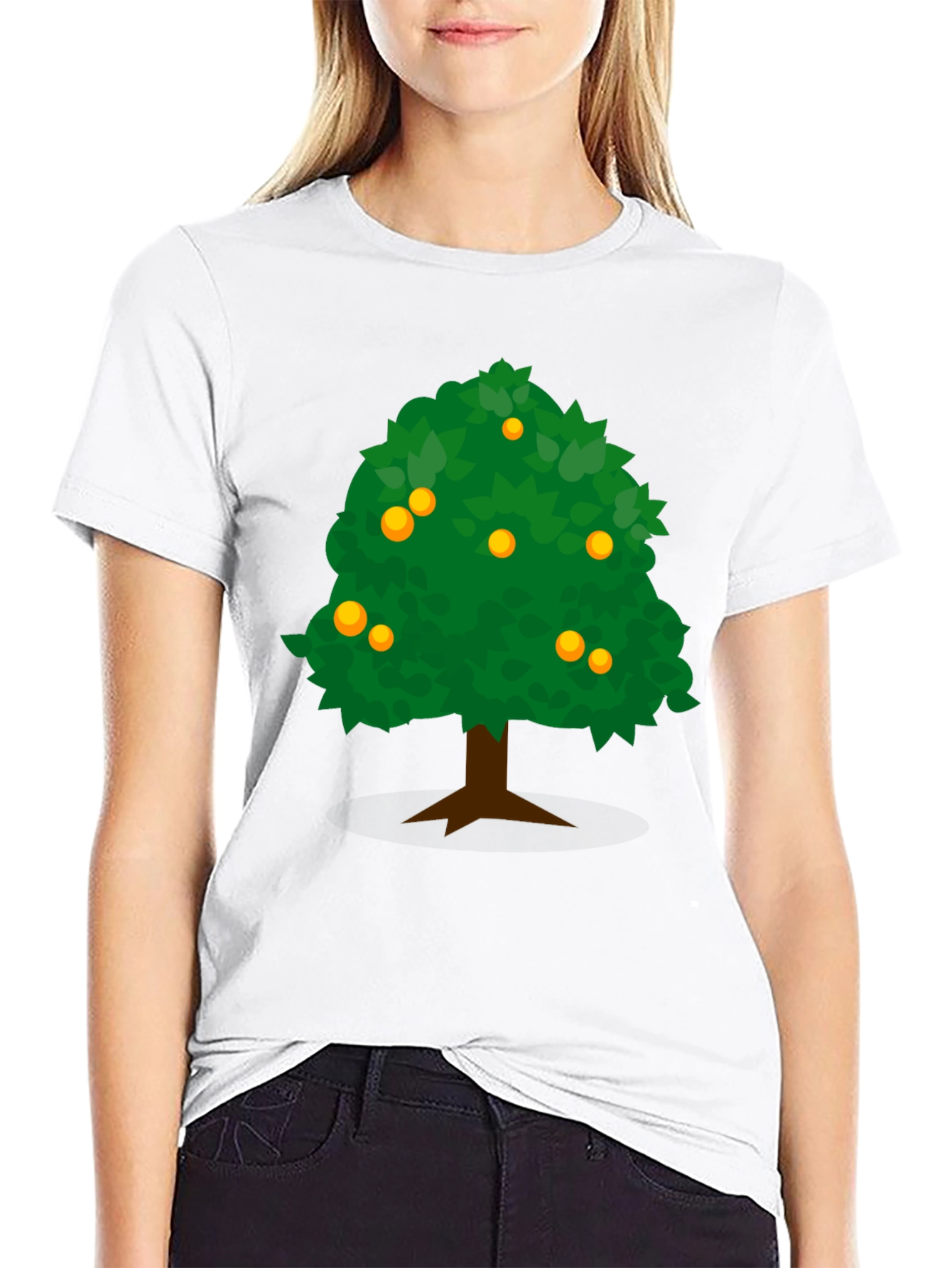 Orange Tree Graphic Tee - Casual Black T-Shirt