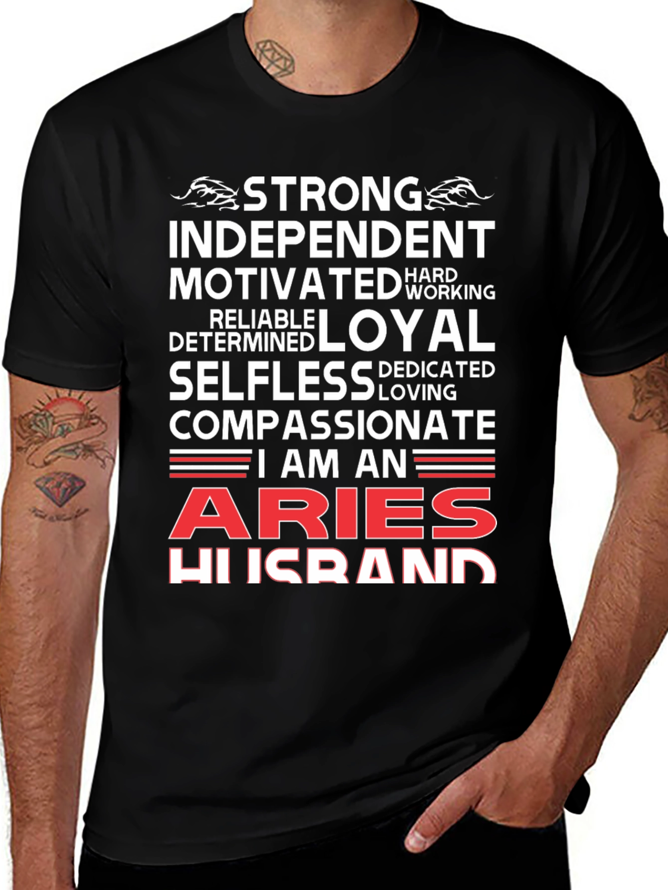 Aries Husband Graphic Tee - Strong Loyal Compassionate