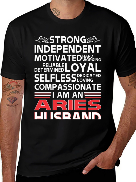 Aries Husband Graphic Tee - Strong Loyal Compassionate