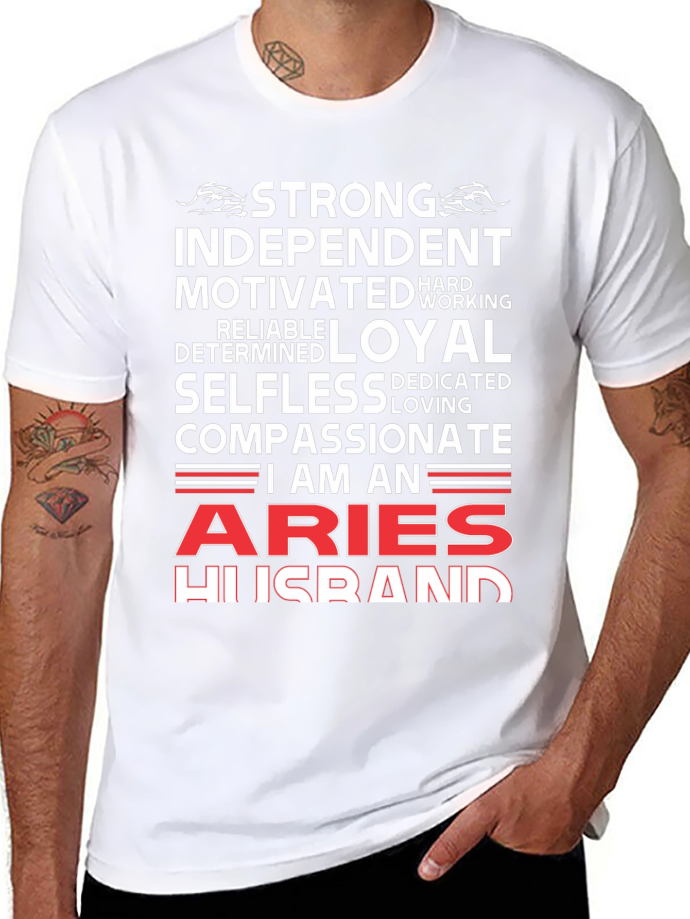 Aries Husband Graphic Tee - Strong Loyal Compassionate