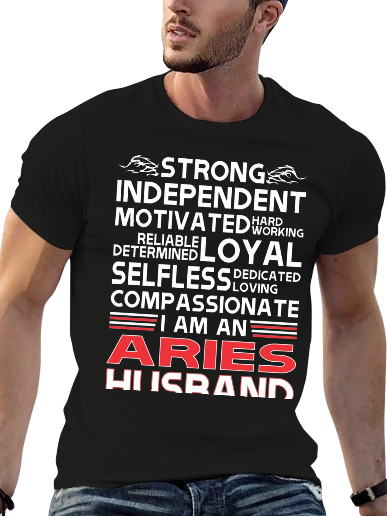 Aries Husband Graphic Tee - Strong Loyal Compassionate
