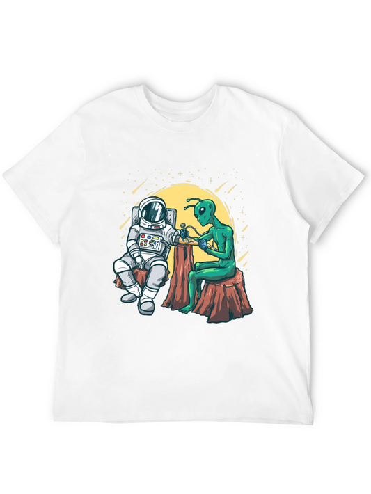 Astronaut & Alien Tattoo Graphic T-Shirt