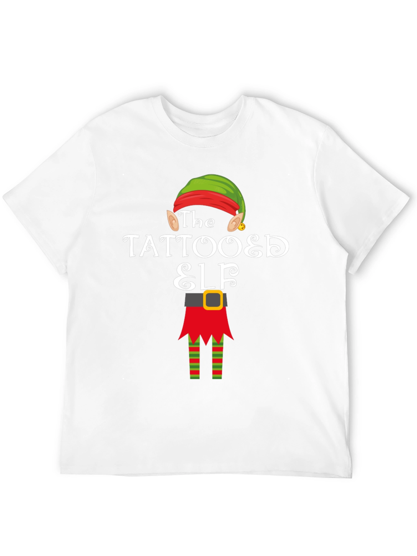 Tattooed Elf Christmas Graphic Tee Shirt