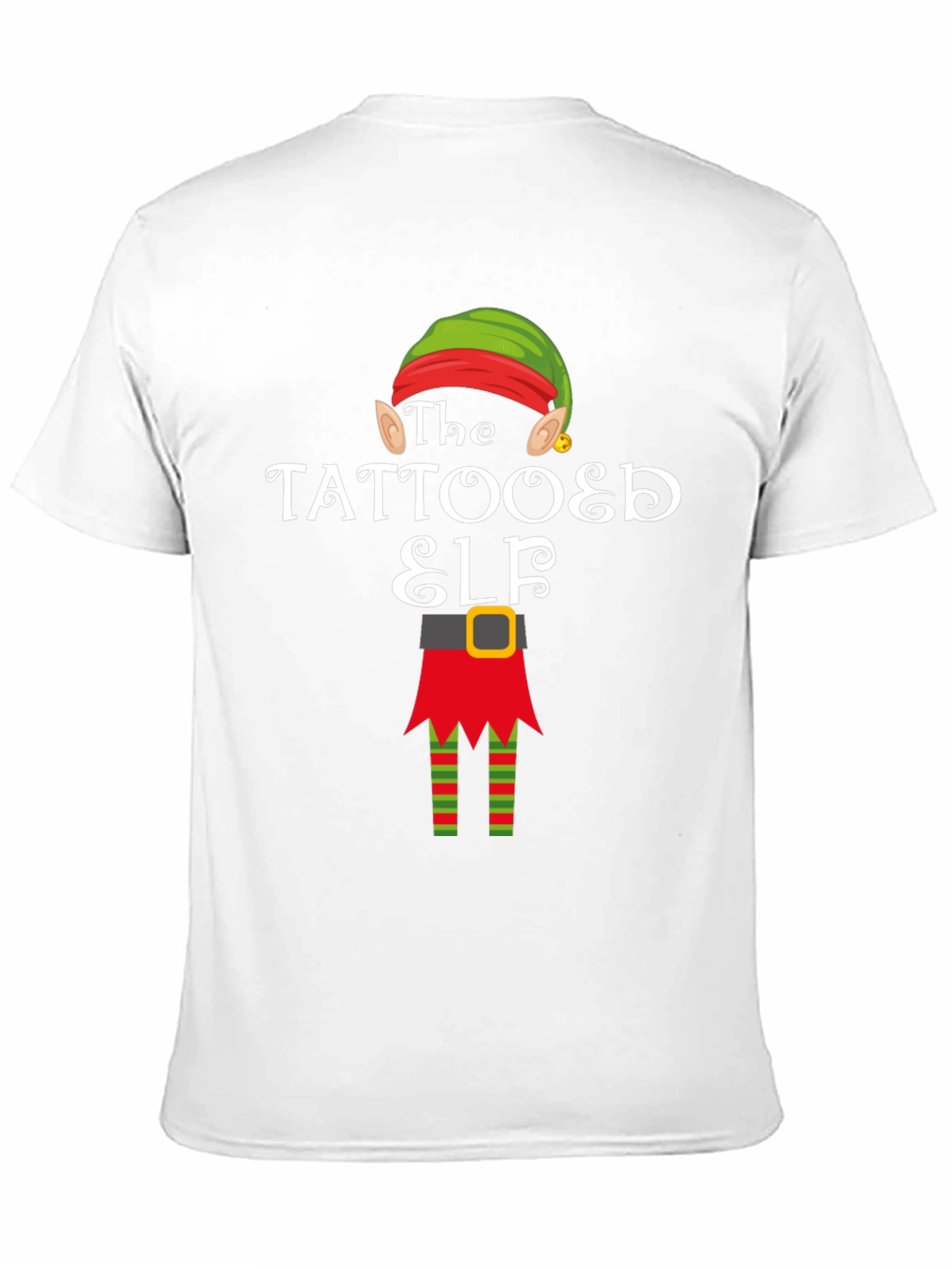 Tattooed Elf Christmas Graphic Tee Shirt