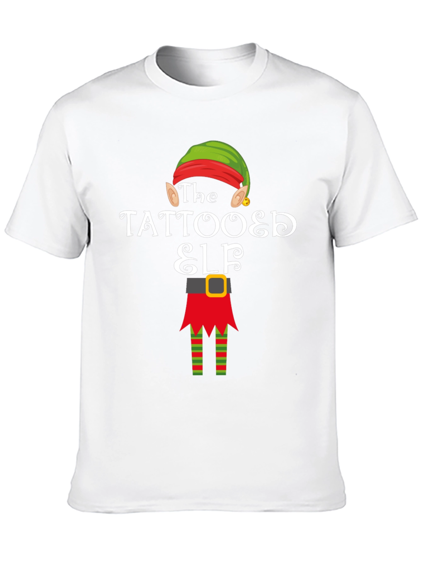 Tattooed Elf Christmas Graphic Tee Shirt
