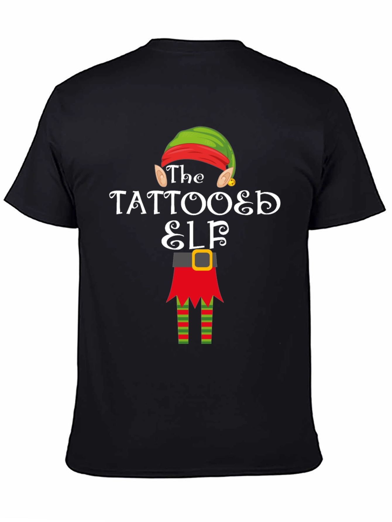 Tattooed Elf Christmas Graphic Tee Shirt