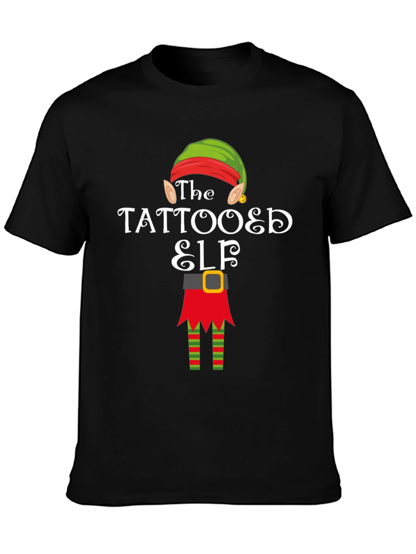 Tattooed Elf Christmas Graphic Tee Shirt