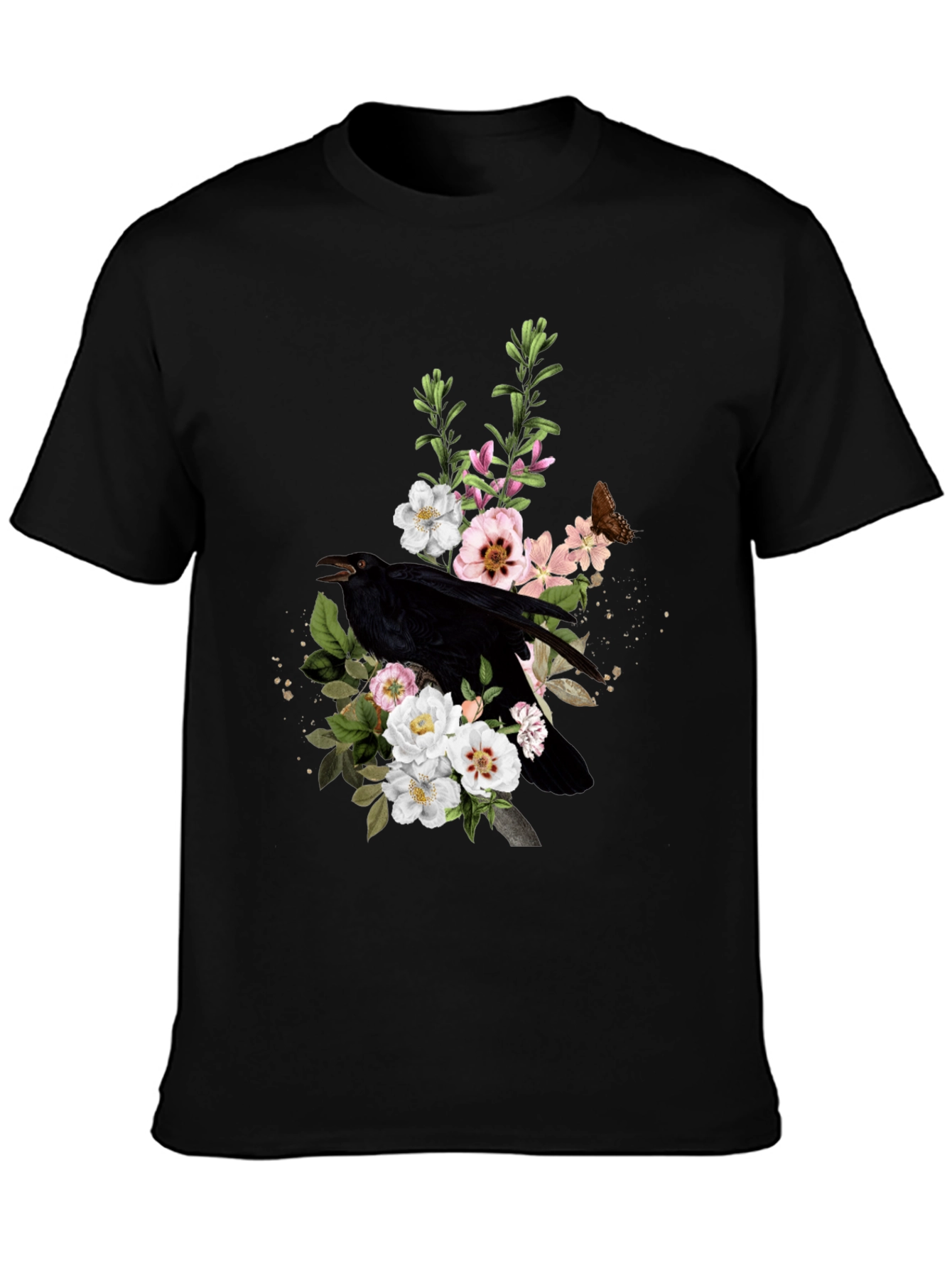 Raven & Floral Graphic T-Shirt
