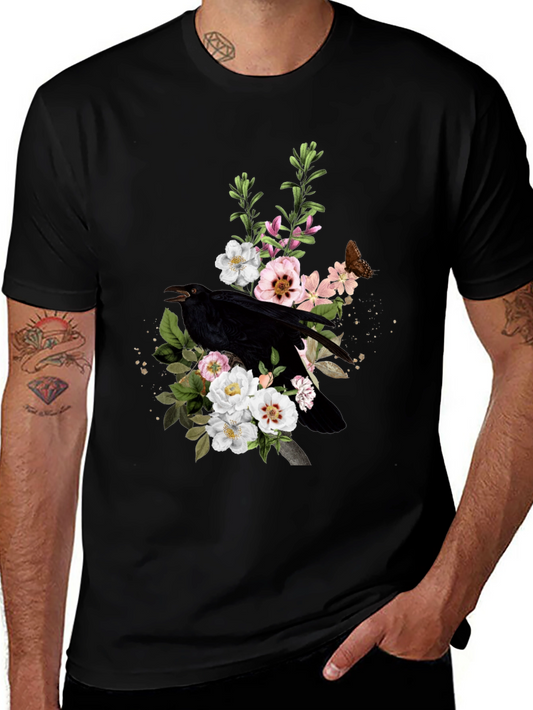 Raven & Floral Graphic T-Shirt