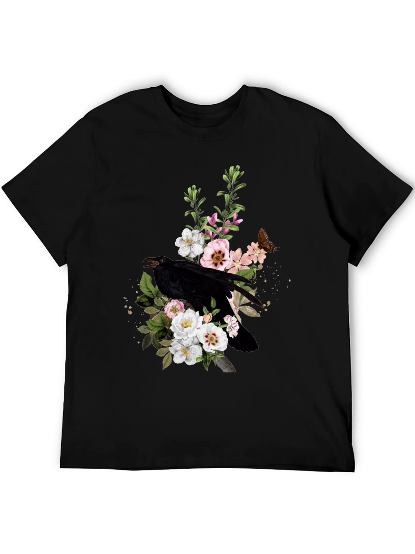 Raven & Floral Graphic T-Shirt
