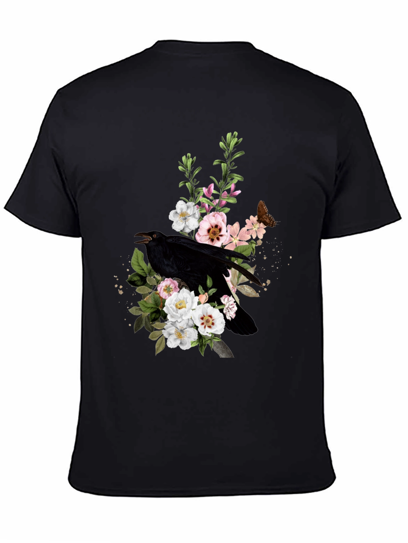 Raven & Floral Graphic T-Shirt