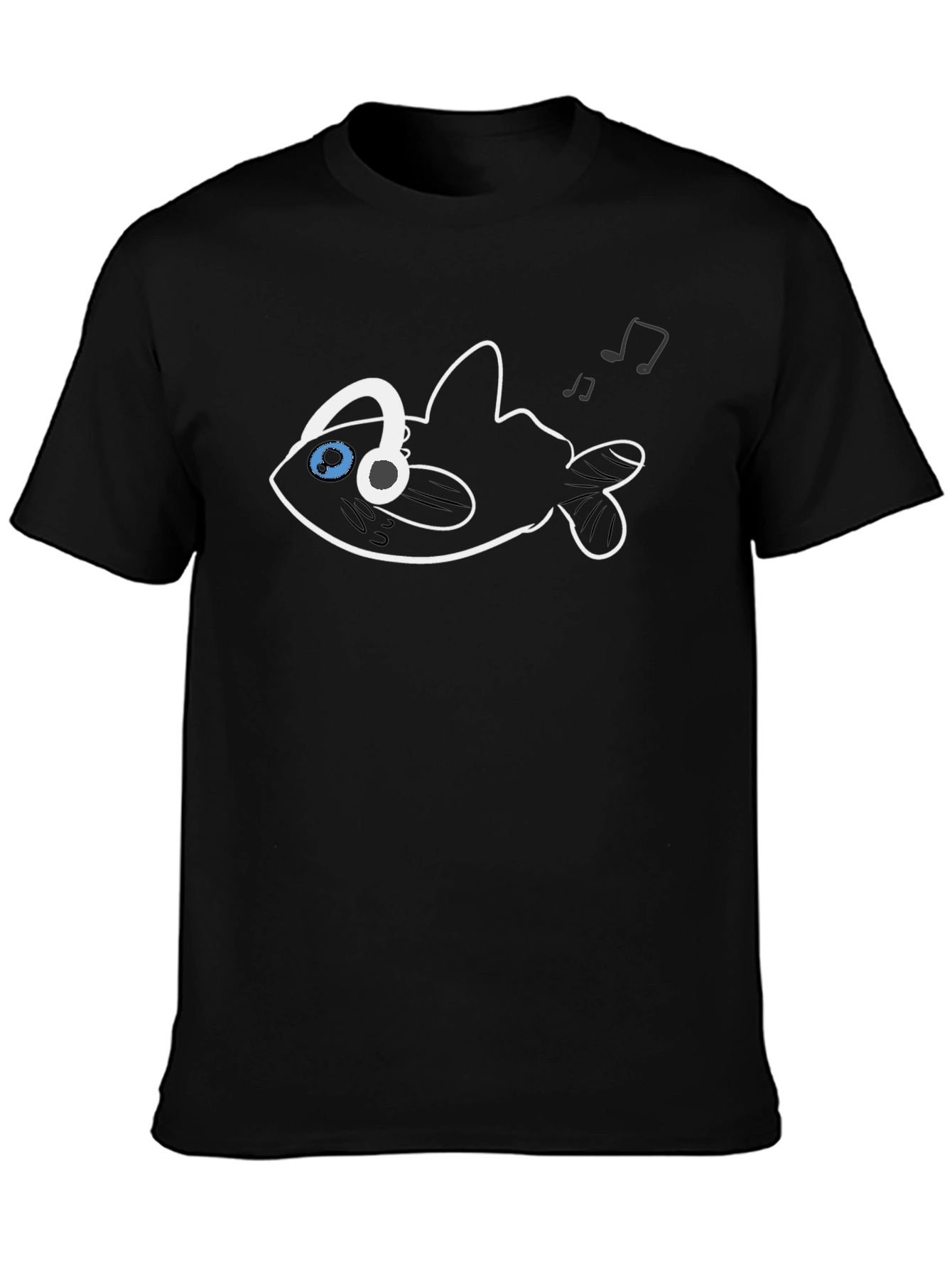 DJ Fish Graphic Tee - Black Cotton T-Shirt