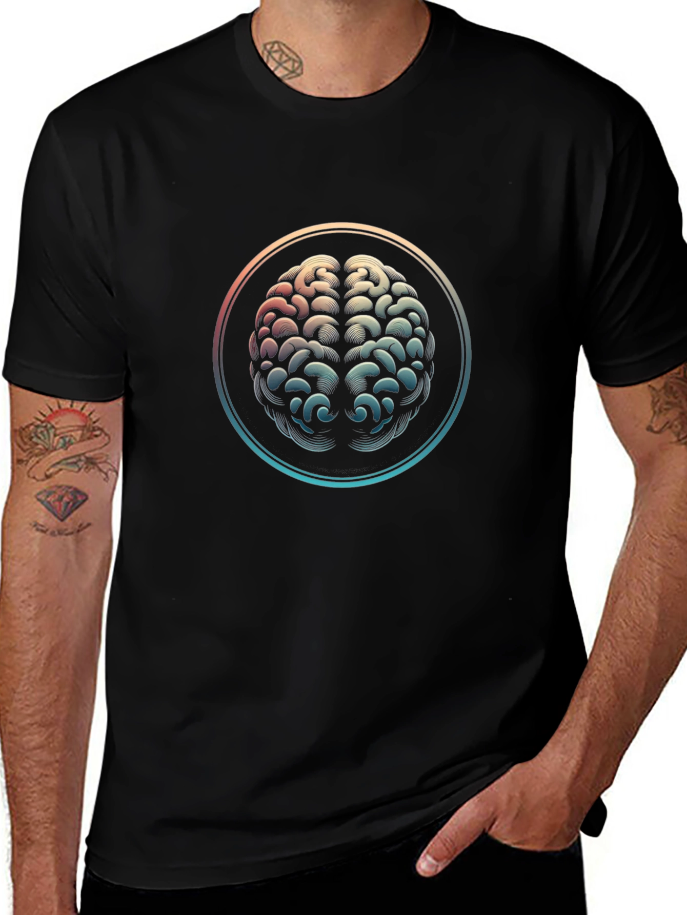 Brain Graphic Tee - Black Cotton Mind T-Shirt