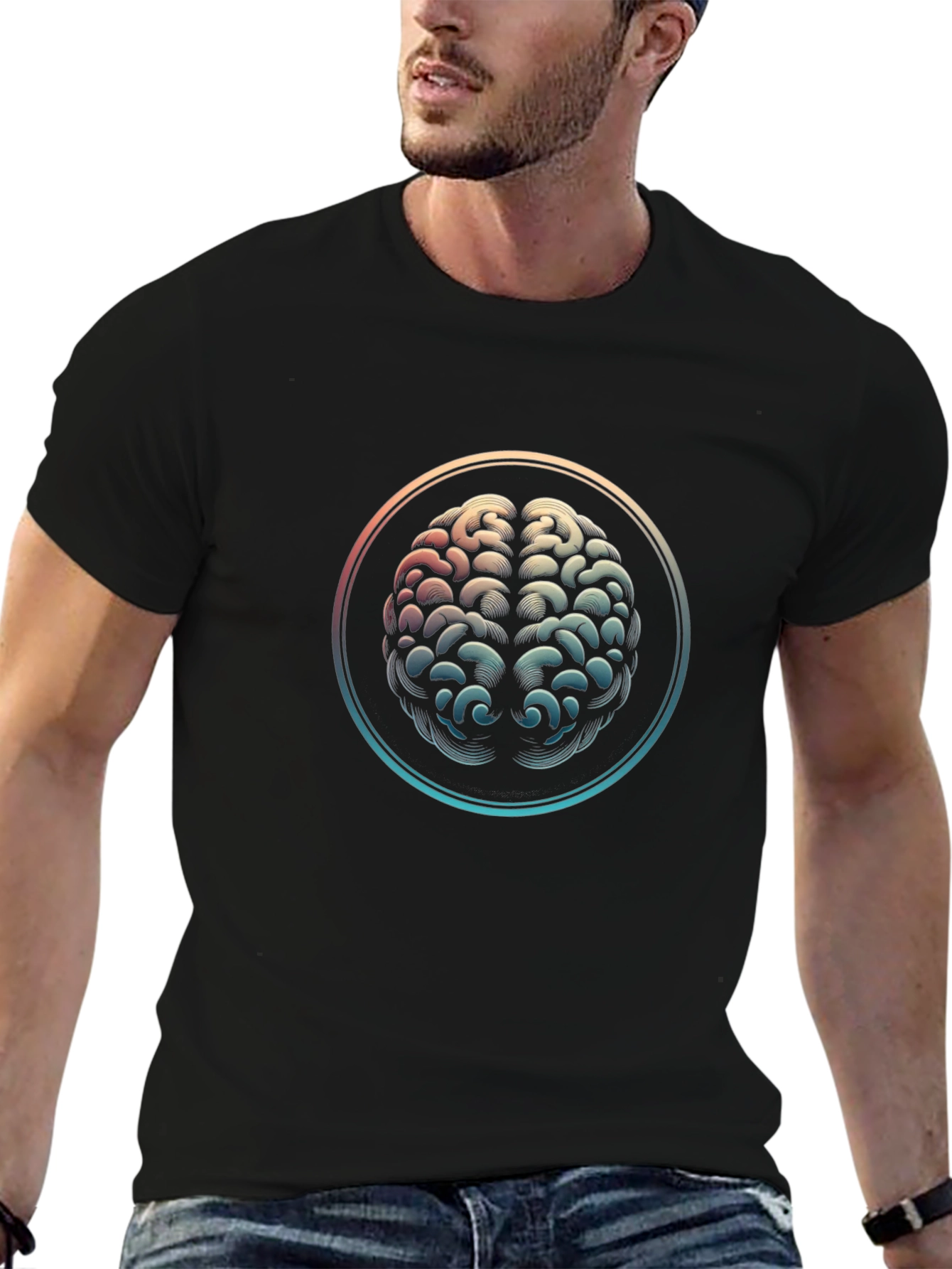 Brain Graphic Tee - Black Cotton Mind T-Shirt