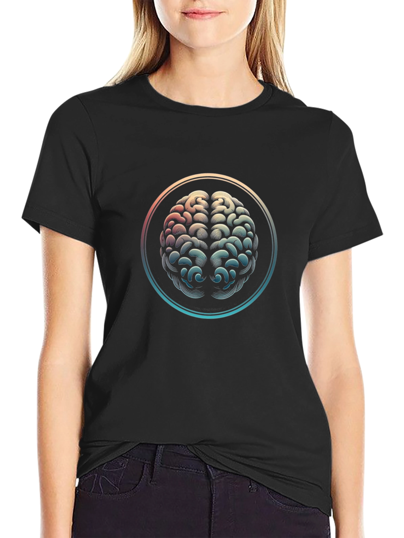 Brain Graphic Tee - Black Cotton Mind T-Shirt