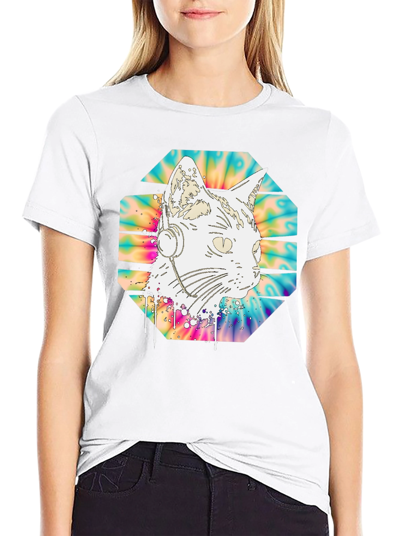 DJ Cat Tie-Dye T-Shirt