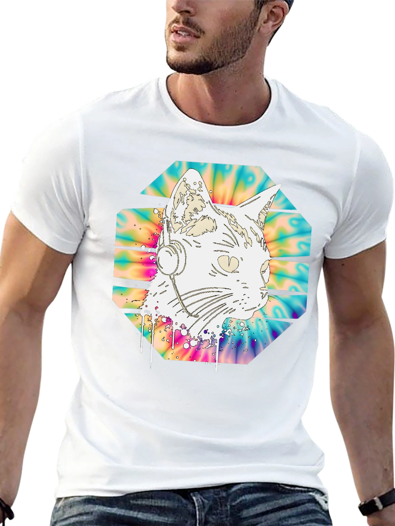 DJ Cat Tie-Dye T-Shirt