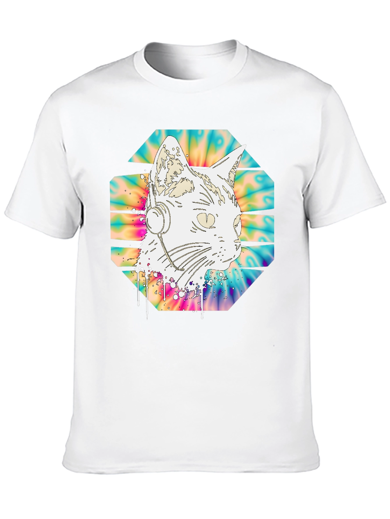 DJ Cat Tie-Dye T-Shirt
