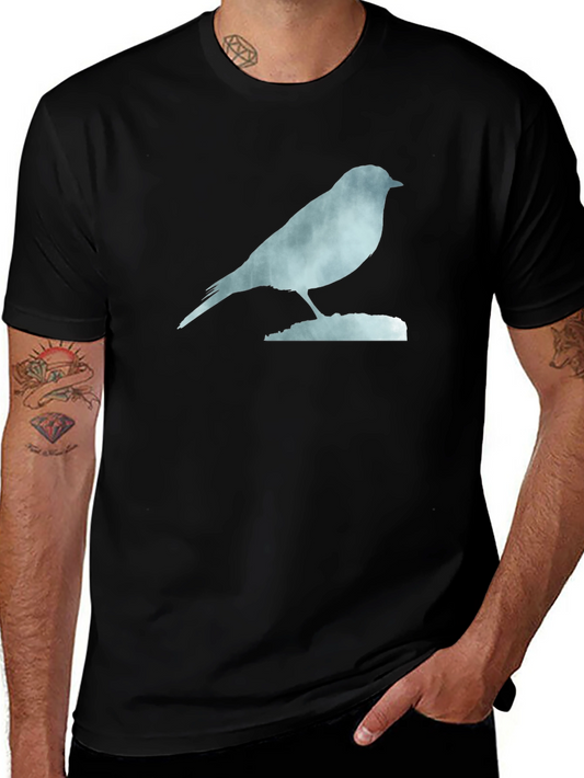 Bird Silhouette Graphic Tee - Soft Black Cotton