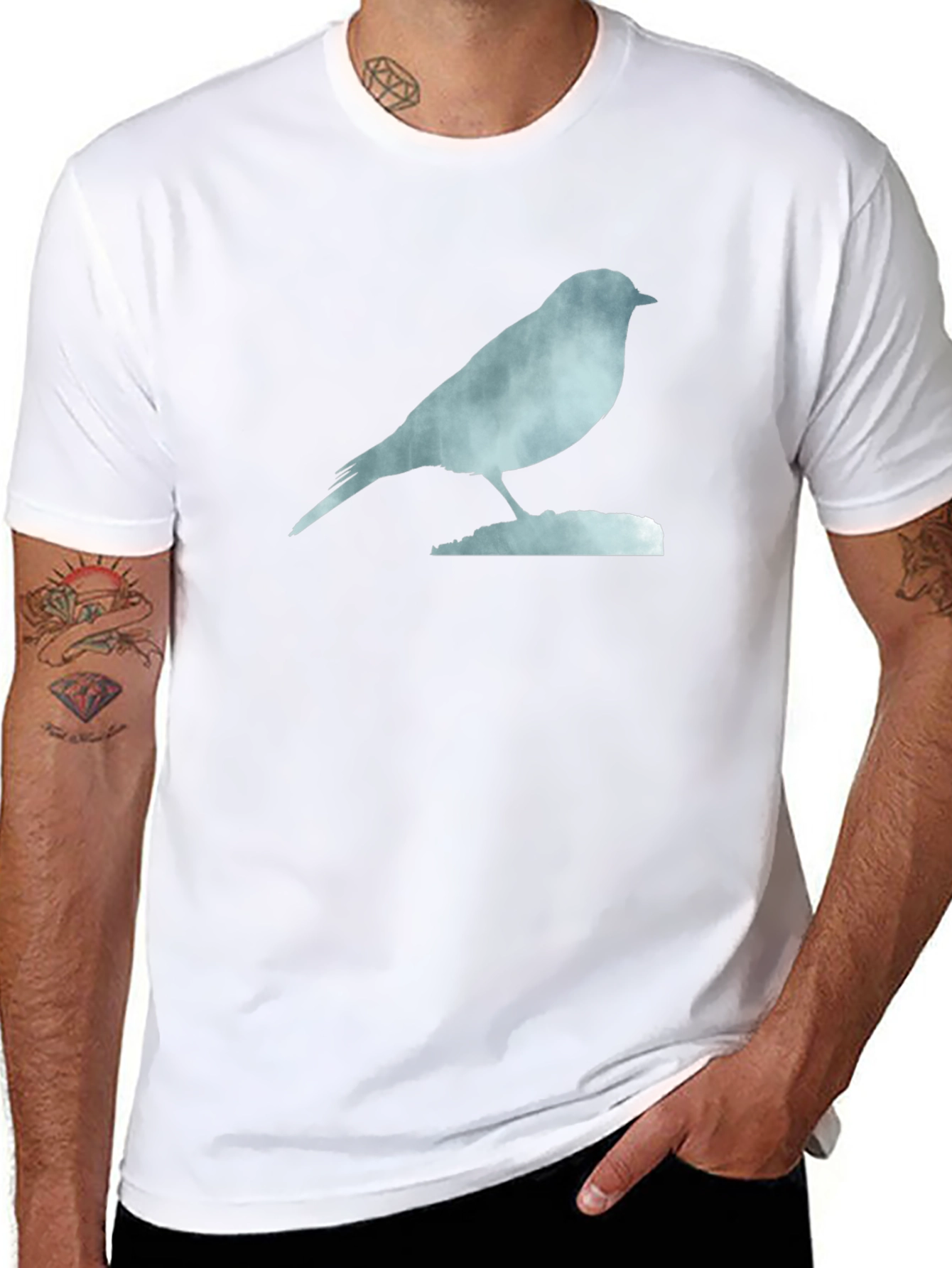 Bird Silhouette Graphic Tee - Soft Black Cotton