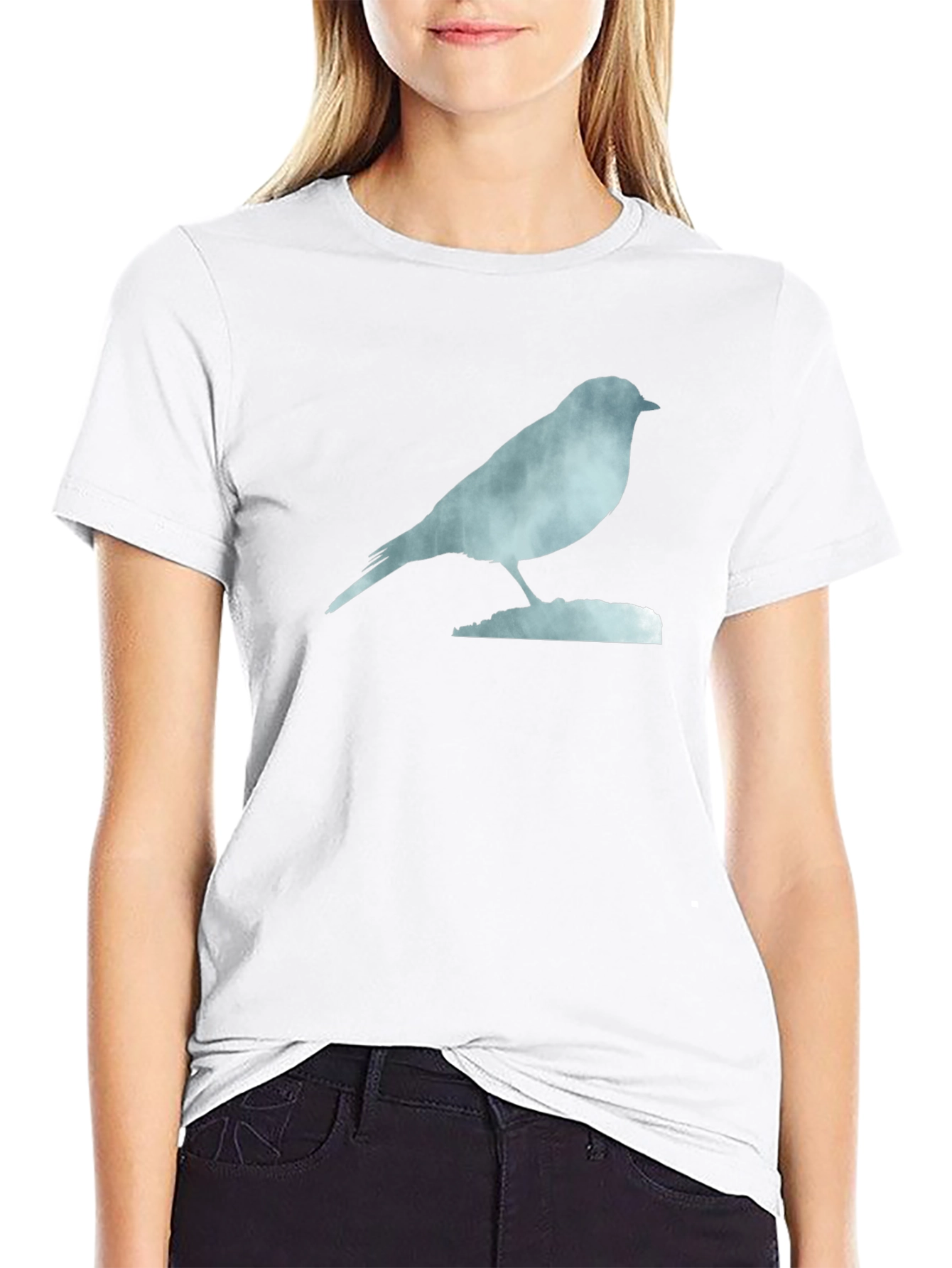 Bird Silhouette Graphic Tee - Soft Black Cotton