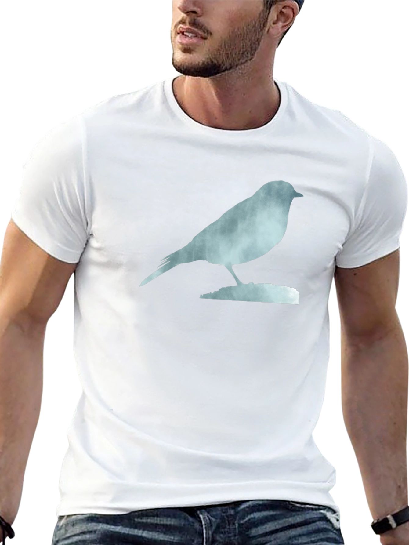 Bird Silhouette Graphic Tee - Soft Black Cotton
