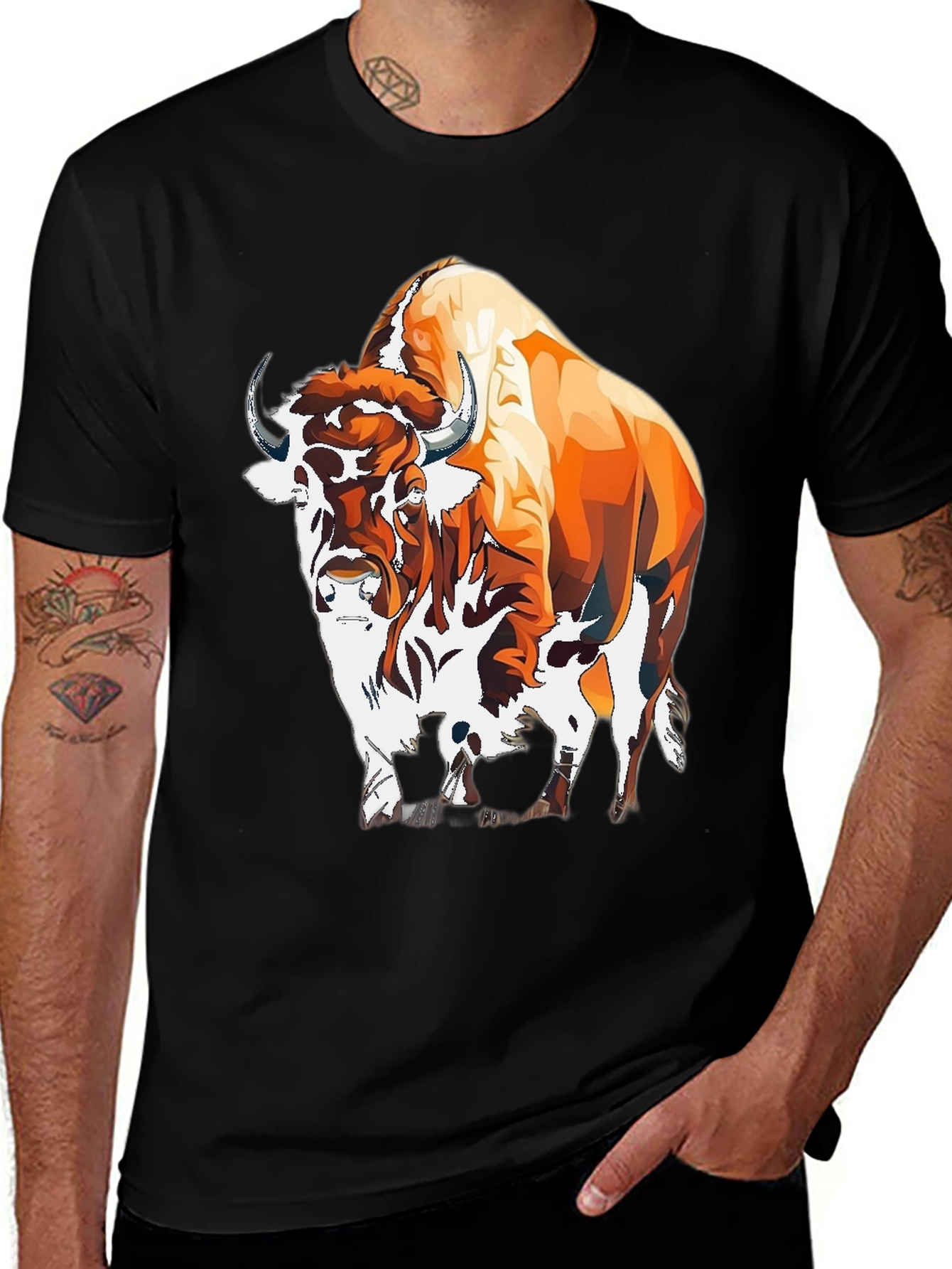 Buffalo Graphic Tee - Cool Animal Design Shirt