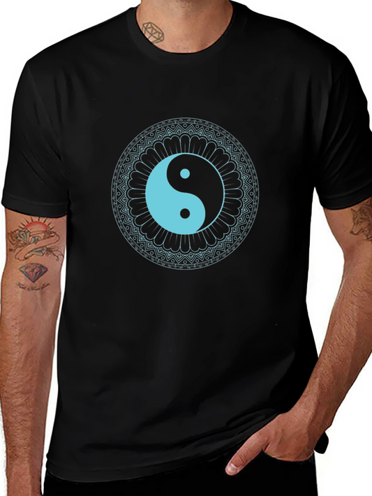 Yin Yang Mandala Graphic Tee - Black