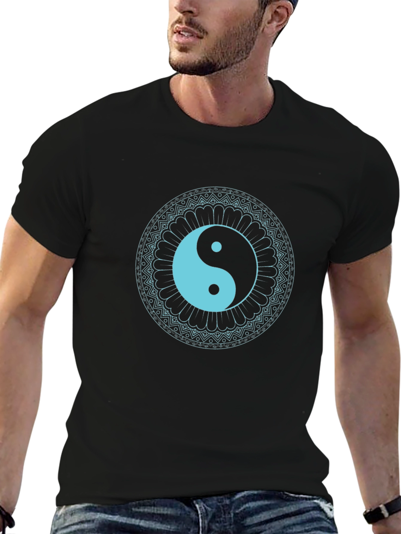 Yin Yang Mandala Graphic Tee - Black