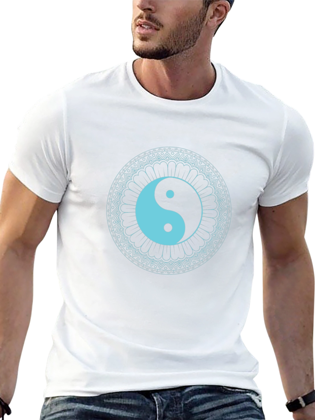 Yin Yang Mandala Graphic Tee - Black