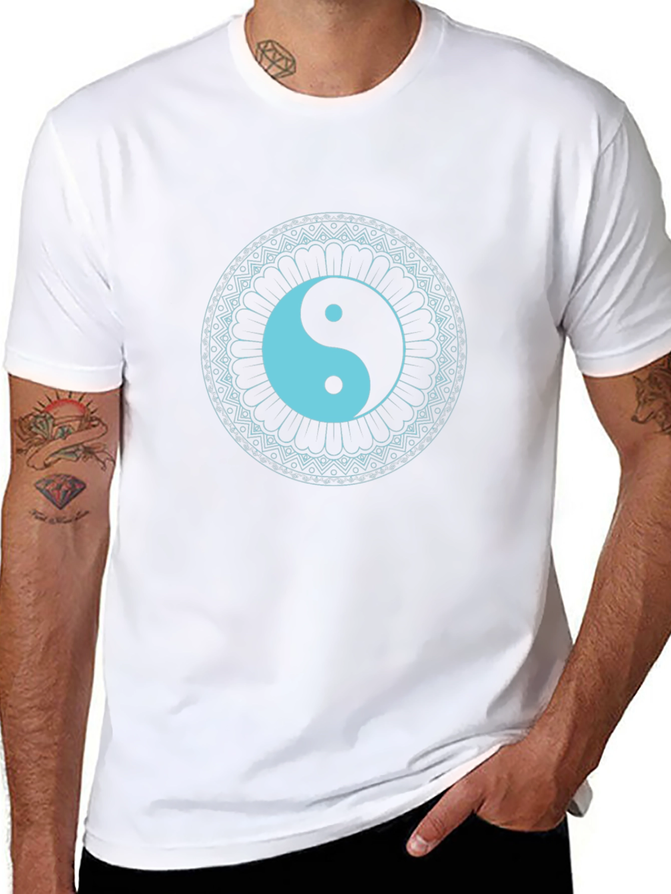 Yin Yang Mandala Graphic Tee - Black