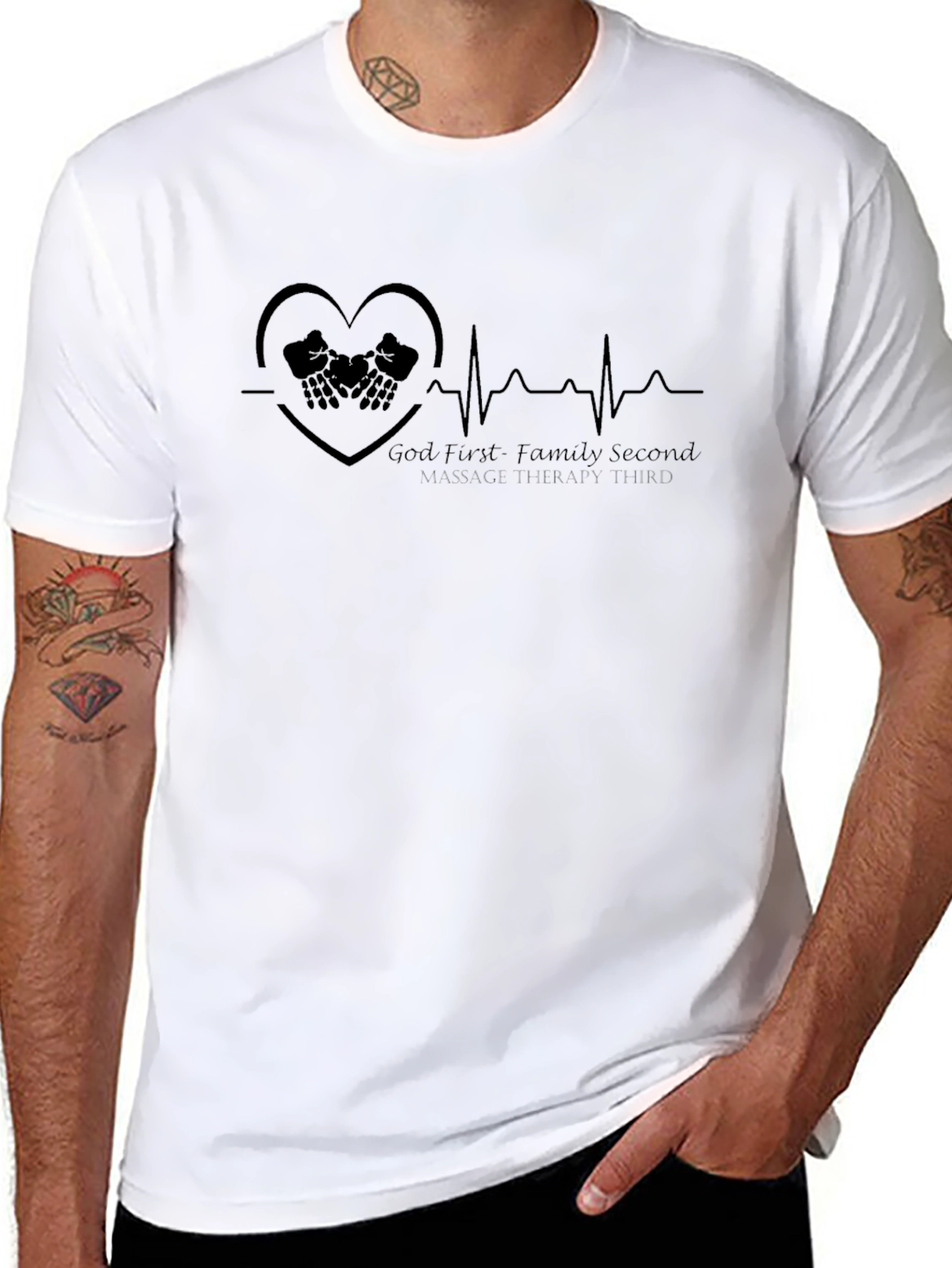 God First Family Second Black Graphic T-Shirt