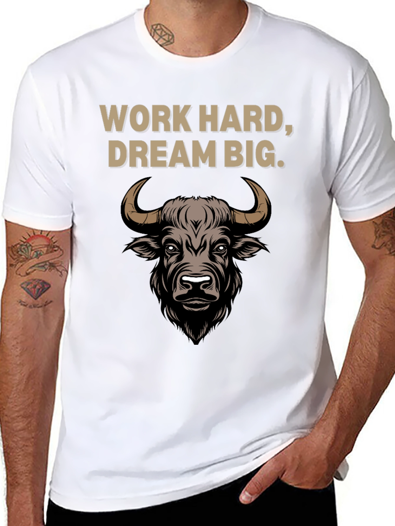 Work Hard Dream Big Bull Graphic Tee