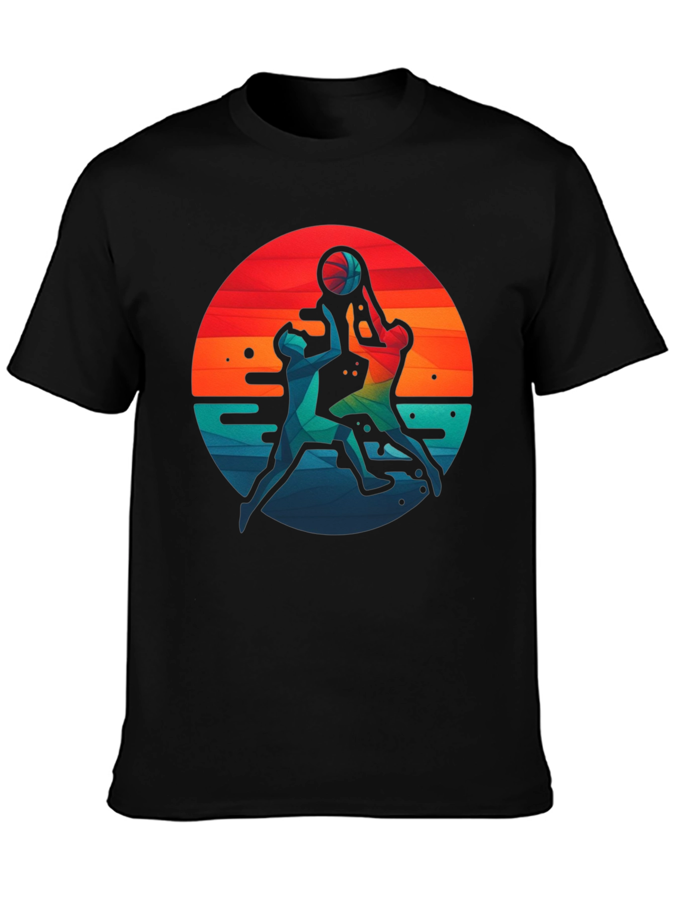 Basketball Graphic Tee - Retro Sunset Design