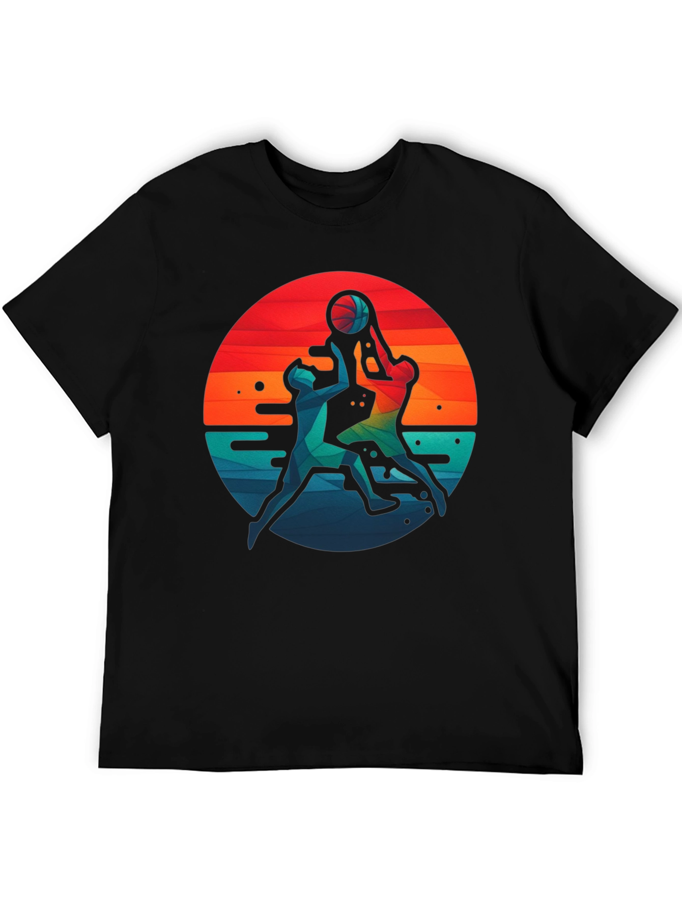 Basketball Graphic Tee - Retro Sunset Design