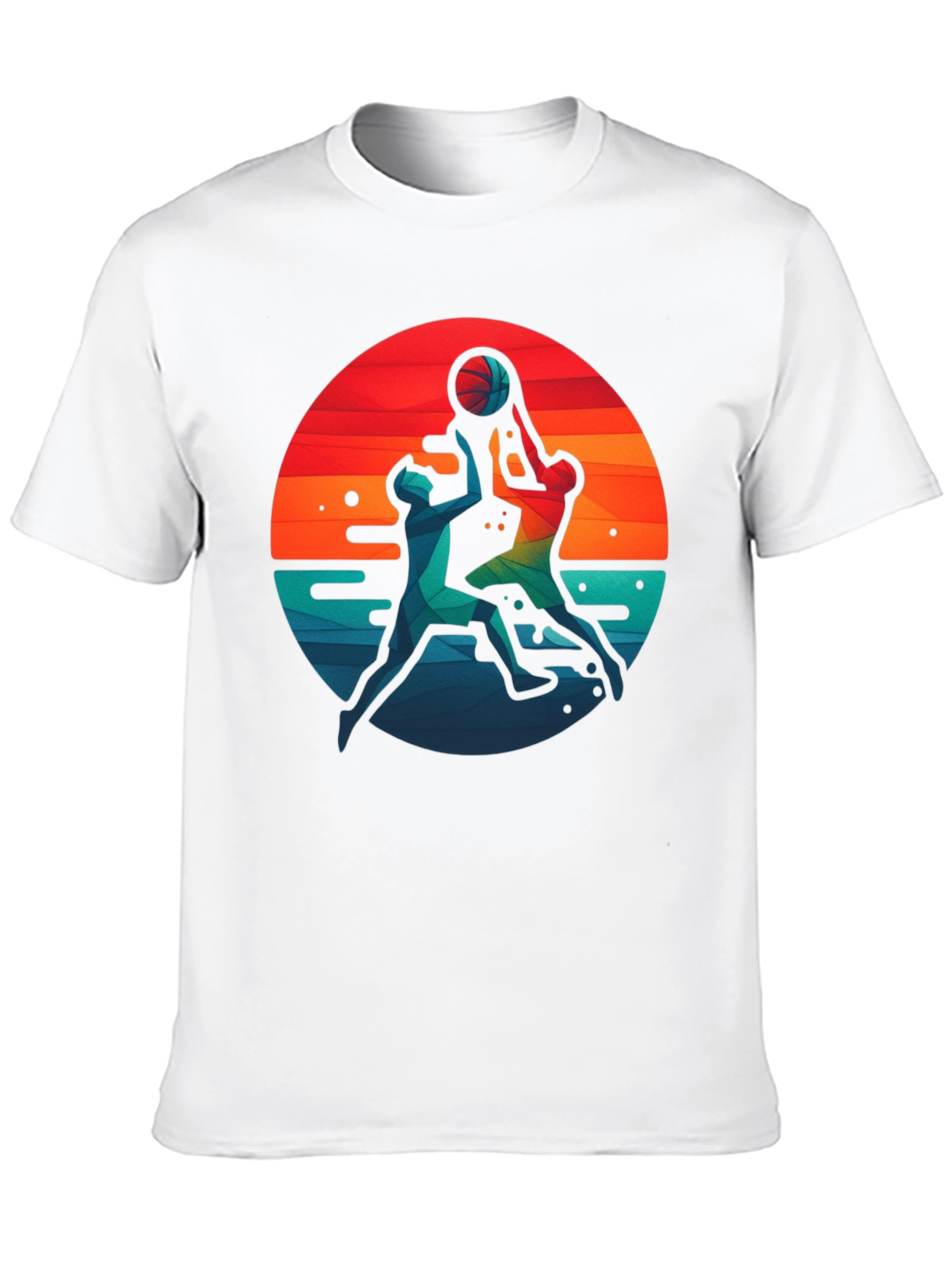Basketball Graphic Tee - Retro Sunset Design