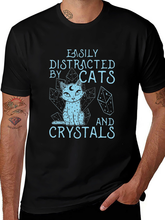 Easily Distracted by Cats & Crystals T-Shirt